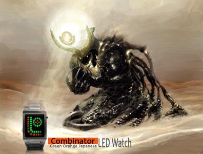 New Combinator   Green Orange Japanese LED Watch  