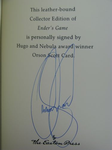 signed by the author, Enders Game by Orson Scott Card, Easton Press 