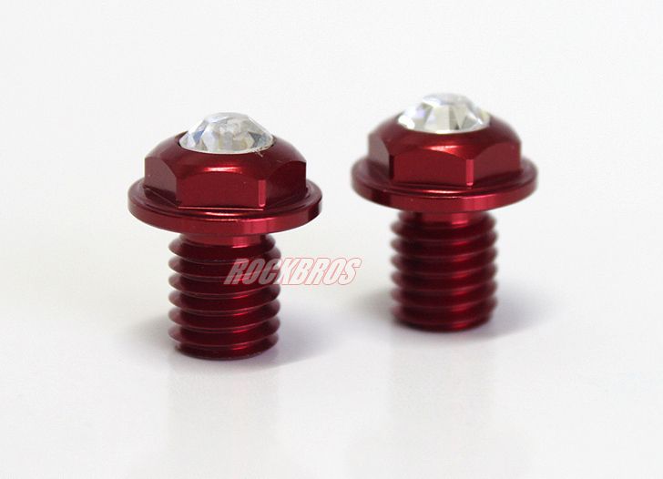 XON CNC Fork Pivot Screw Bolt Swarovski Crystal M8 8mm 2pcs Red  