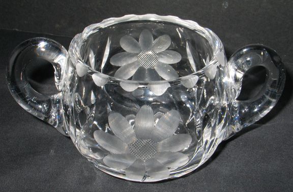 ANTIQUE ABP BRILLIANT CUT GLASS SUGAR & CREAMER SET  