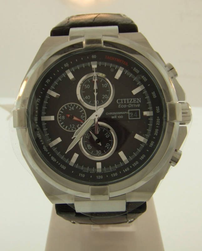   Citizen Eco Drive WR100 Quartz Chronograph Leather Watch CA0011 06E