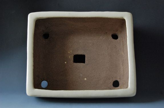 Japanese bonsai pot by Ejiri Taizan rectangle large3 cream 