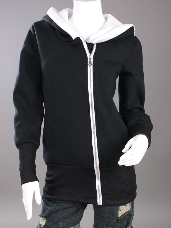   MOON FANCYQUBE OFF CENTER ZIP HOODED FLEECE JACKET HOODIE 0808  