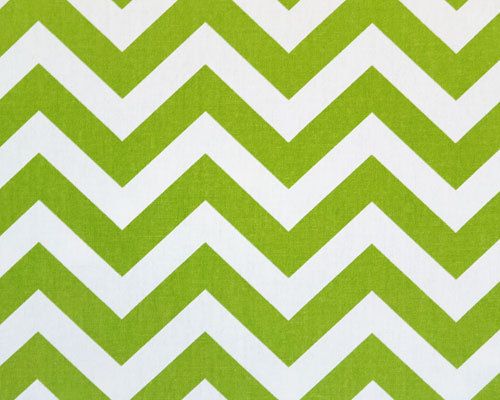 Green & White Chevron Fabric Zig Zag Print Curtain Fabric  