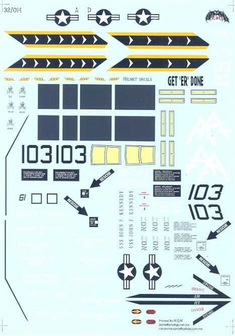 Zotz Decals 1/32 F 14 TOMCAT VF 103 JOLLY ROGERS  