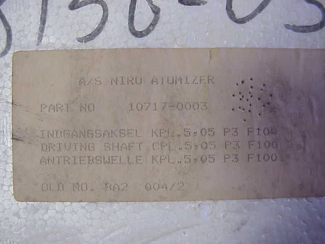 Piezas para el atomizador de F 100 de modelo de Niro para el secador 