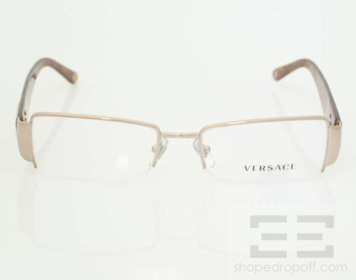 Versace Brown & Amber Rectangular Frame Eyeglasses 1140 NEW  