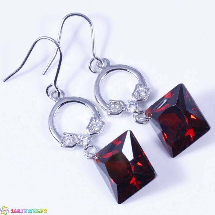 L1191 DANGLE EARRING WICKED RED RUBY GEMSTONE SILVER JEWELRY  