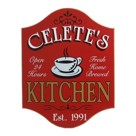 NEW PERSONALIZED KITCHEN & COFFEE CUP WOODEN CUSTOM SIGN  