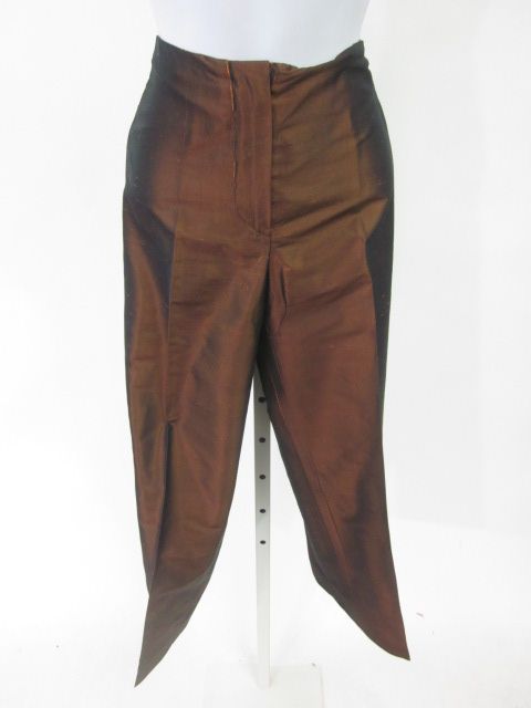 RENE LEZARD Bronze Metallic Raw Silk Pants Shirt Set 38  