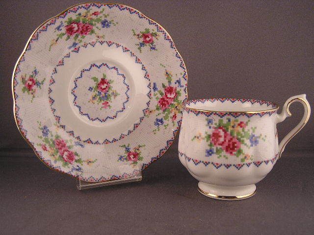 VINTAGE ROYAL ALBERT PETIT POINT CUP/SAUCER REG #778676  