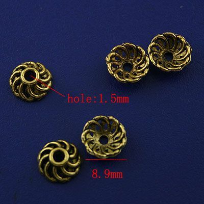 description 50pcs dark gold tone flower dotted beads caps h1357