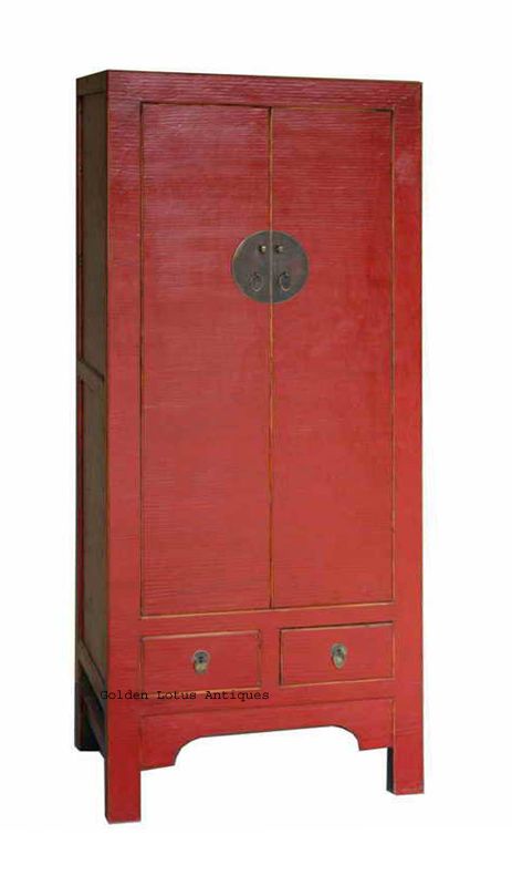 Chinese Red SilkLacquer Storage Cabinet Armoire WK1373S  