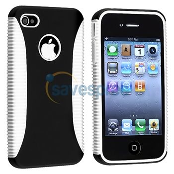 Hybrid Black/White Hard/TPU Skin Cover Case+PRIVACY Protector for 