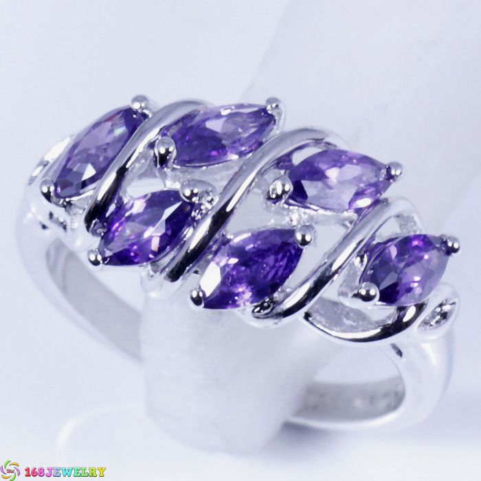 K1527 RING SIZE8.5 CLASSY PURPLE AMETHYST GEMSTONE SILVER handcraft 