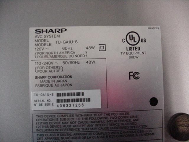 You are viewing (2) used Sharp Aquos AVC TU GA1U S Audio Video 