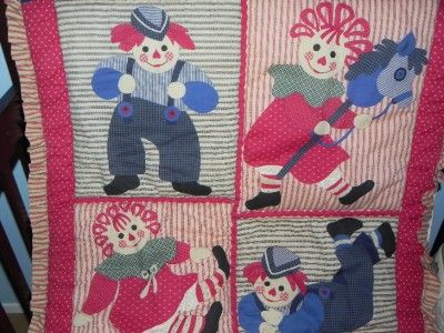 Vintage Primative Raggedy Ann Andy Crib Bedding Set  