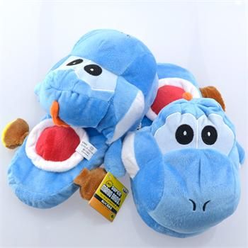 Super Mario Blue YOSHI Cosplay Plush Doll Slipper 11 inch Adult Plush 