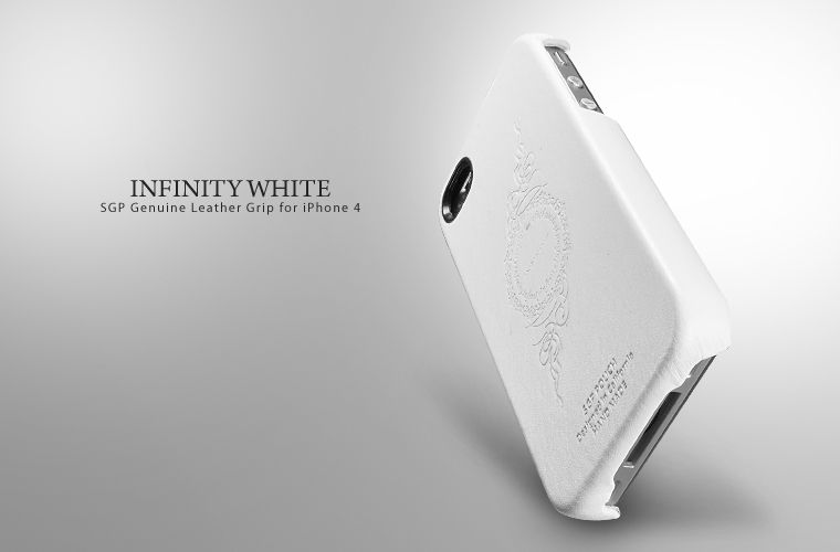 SGP Case Genuine Leather Grip [infinity White] for Apple iPhone 4S 