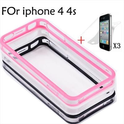 6IN1 3x color Bumper Frame Case skin for APPLE iPhone 4 4S +Front/Back 