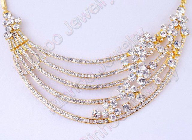 Free choker necklace earring 1set Czech rhinestone  