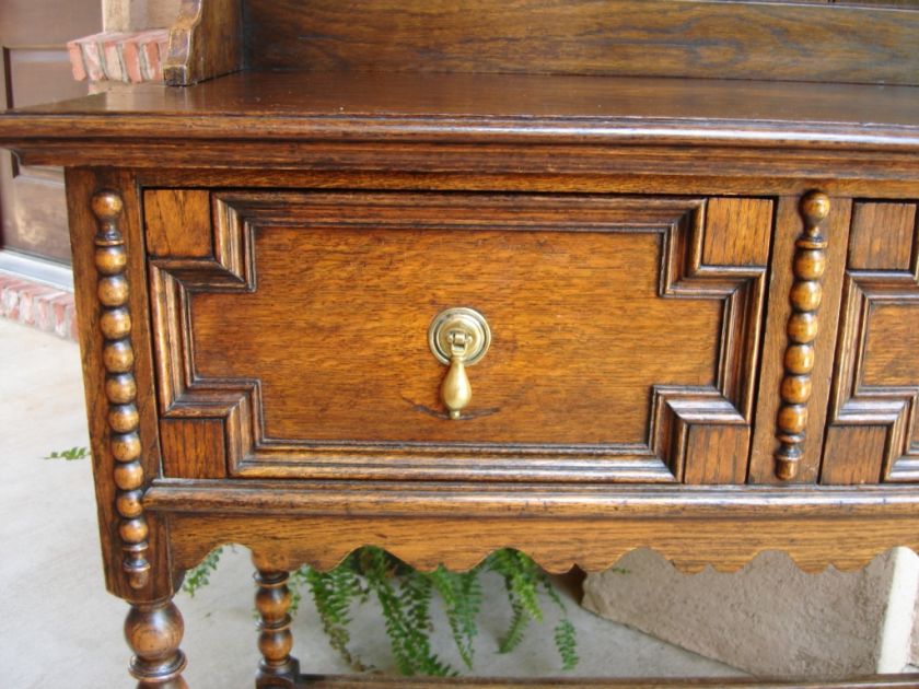 Antique English Tiger Oak Welsh Dresser Hutch Sideboard Buffet Plate 