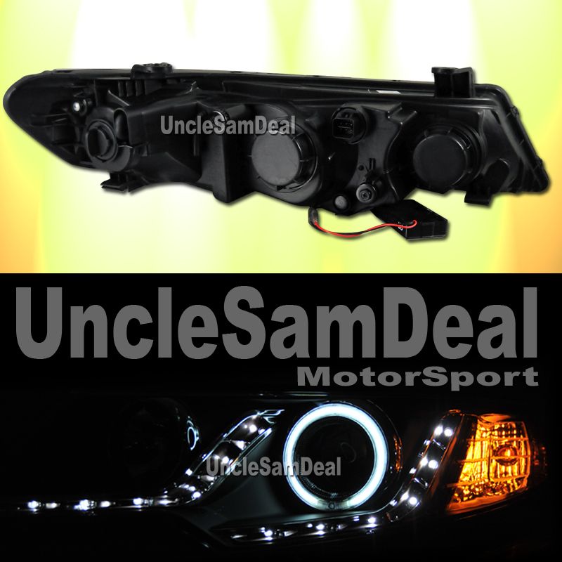 CCFL HALO RIM ANGEL EYE R8 LED PROJECTOR HEADLIGHTS BLACK 10 12 KIA 