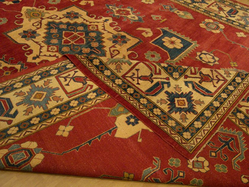   Large Vegetable Dye Hand Spun Wool Afghan Kazak Serapi Rug 2315  