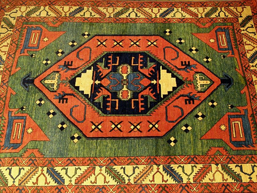   Vegetable Dye Hand spun Wool Afghan Kazak Tribal Area Rug 2440  