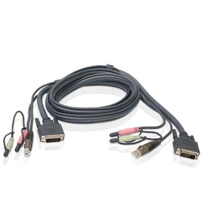 IOGEAR G2L8D02U 6ft (2m) Dual Link DVI D USB 2.0 KVM Cable  