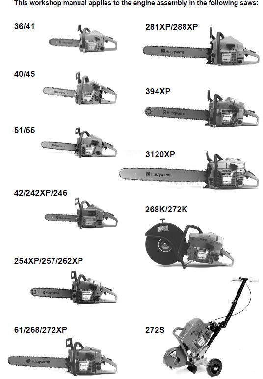 Husqvarna 36/41 51/55 254XP 288XP 272S Workshop Manual  