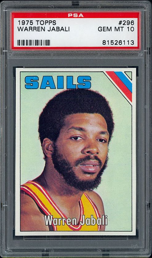 1975 Topps Basketball #296 Warren Jabali, PSA 10 GEM MT .From the 