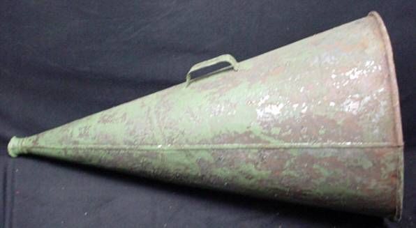 Large Antique Ships Megaphone Speaking Horn Old Green Paint Disaster 