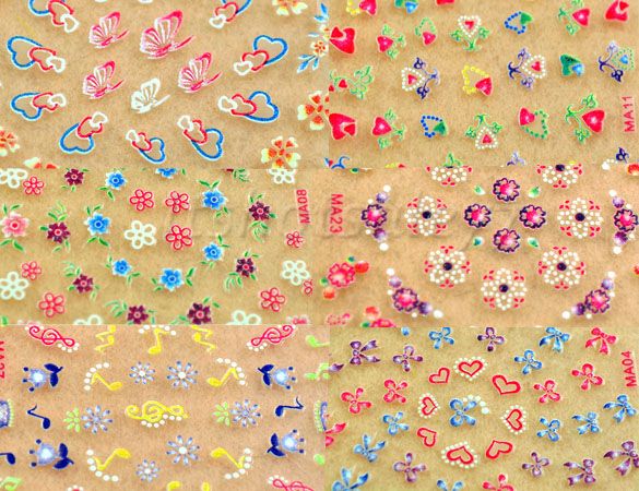 50x 3D Design Tip Nail Art Sticker Decal Manicure Mix  