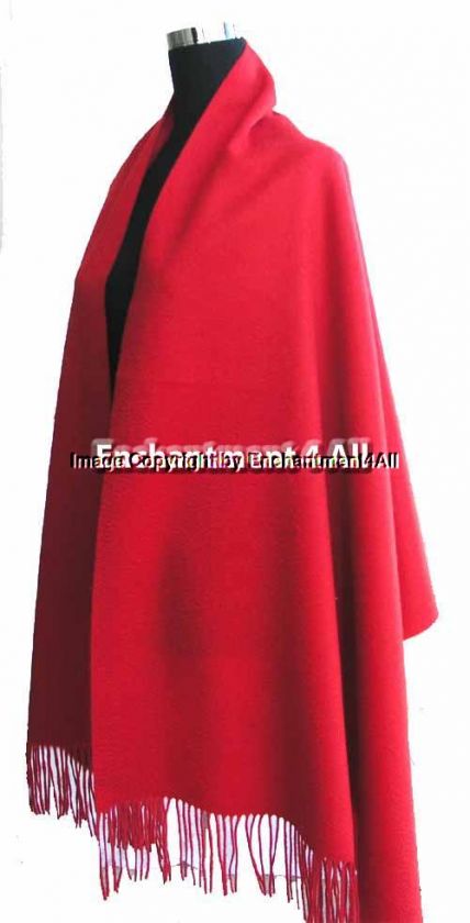 New Elegant Large 80x28 Red 4 Ply 100% Pure Cashmere Women Scarf 