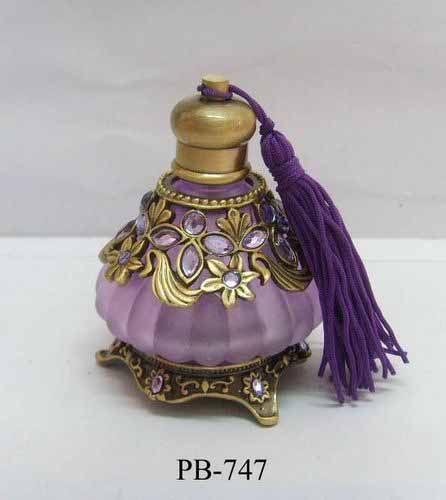 Purple Jewelled Perfume Bottle 2.5 Inches H Beautiful handcrafted 