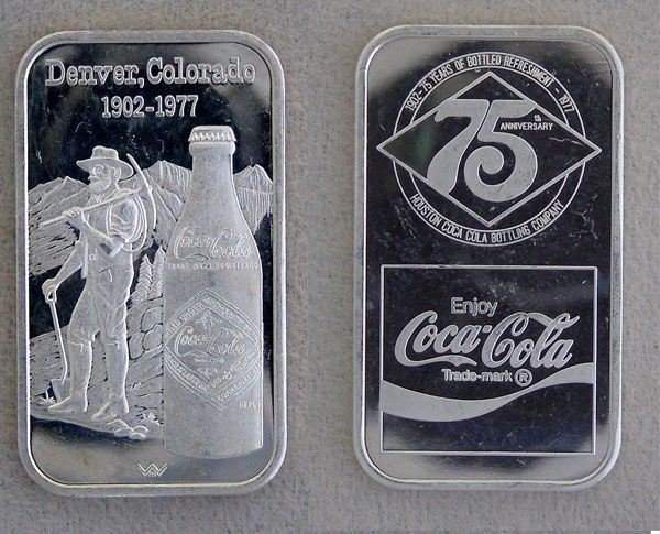   COLA DENVER 75 YEAR ANNIVERSARY 1 OUNCE .999 SILVER ART BAR PROSPECTOR