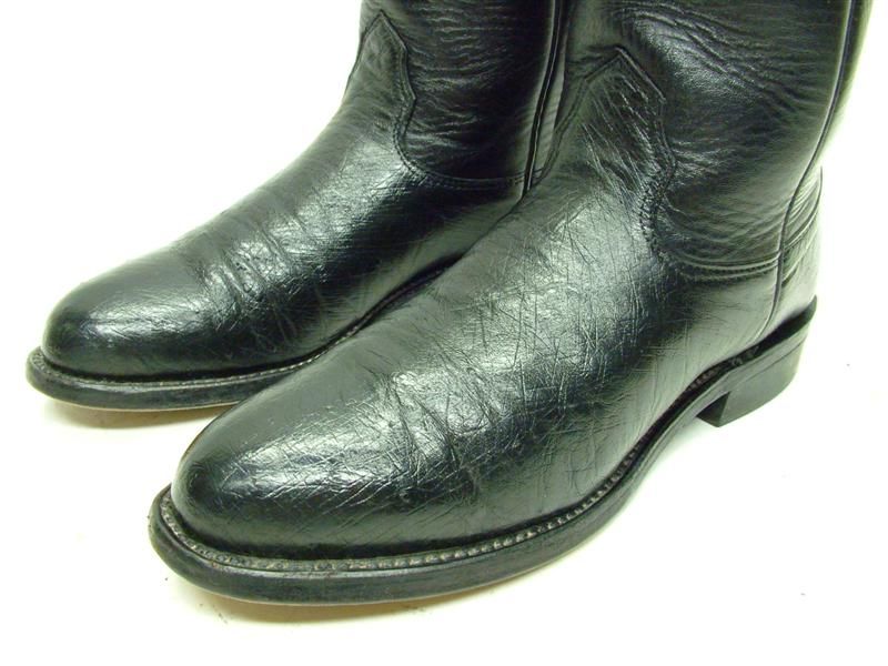 WOMENS LARRY MAHAN BLACK OSTRICH ROPER COWBOY BOOTS 5B 5 B  