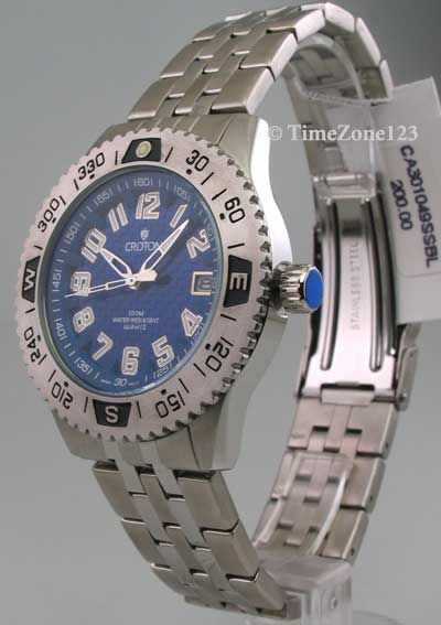 MENS CROTON STEEL 10 ATM DATE NEW WATCH CA301049SSBL  