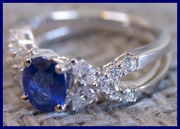 NEW CEYLON SAPPHIRE & DIAMOND (VS/G) RING (PLATINUM)  