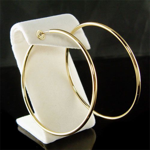 60mm 14K Gold Plated Round Hoop Clip On Earrings  