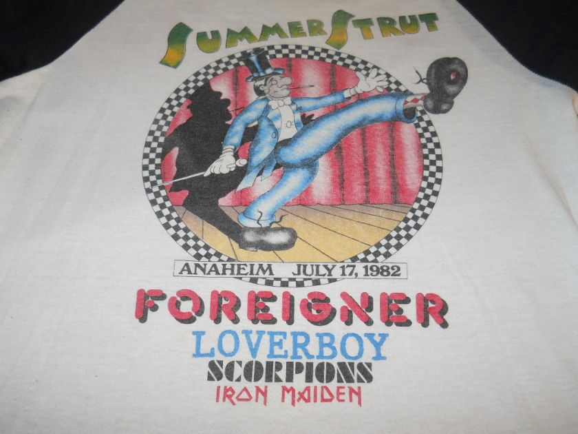 vintage 1982 SUMMER STRUT FOREIGNER IRON MAIDEN t shirt L  