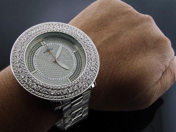 Mens Techno Royale JUMBO 60MM Bezel W/ 12 Diamond Watch  