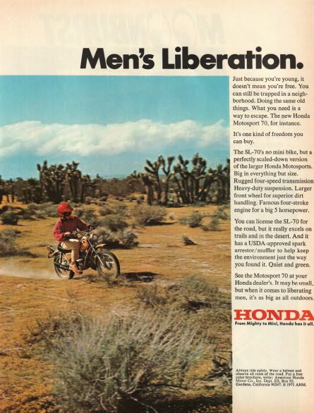 1971 Honda Motosport 70 Motorcycle photo Freedom Ad  