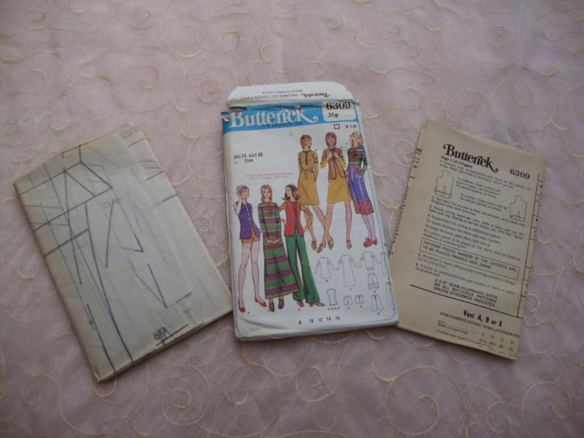 70s Sewing Pattern Dress Shirt Vest Pants Gauchos Uncut  