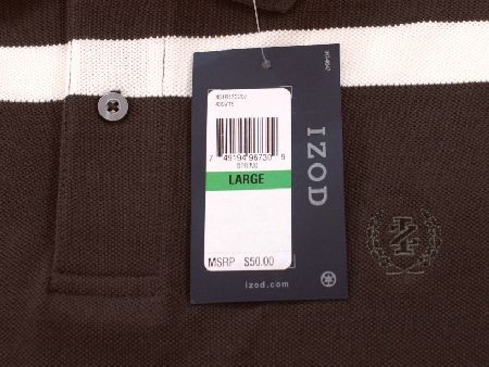 Izod Polo Shirt Brown White Large NWT $50.00  