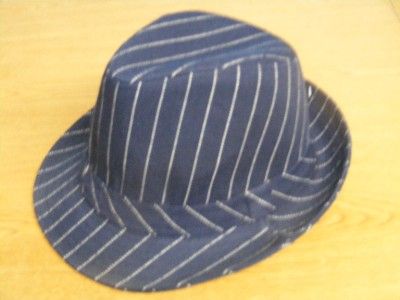 FEDORA HAT NAVY BLUE WITH WHITE PIN STRIPES L/XL COMBO  