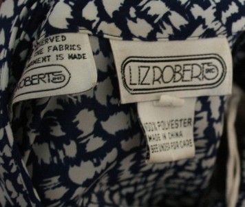 Vtg 80s Liz Roberts Brush Stroke blue Dress Women Large  