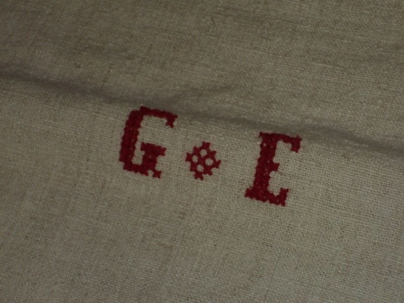 Antique Grain Sack Feed Sack European GE Monogram #904  