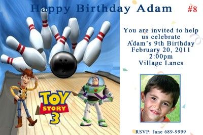 Birthday Invitations Bowling Personalized Custom Made  